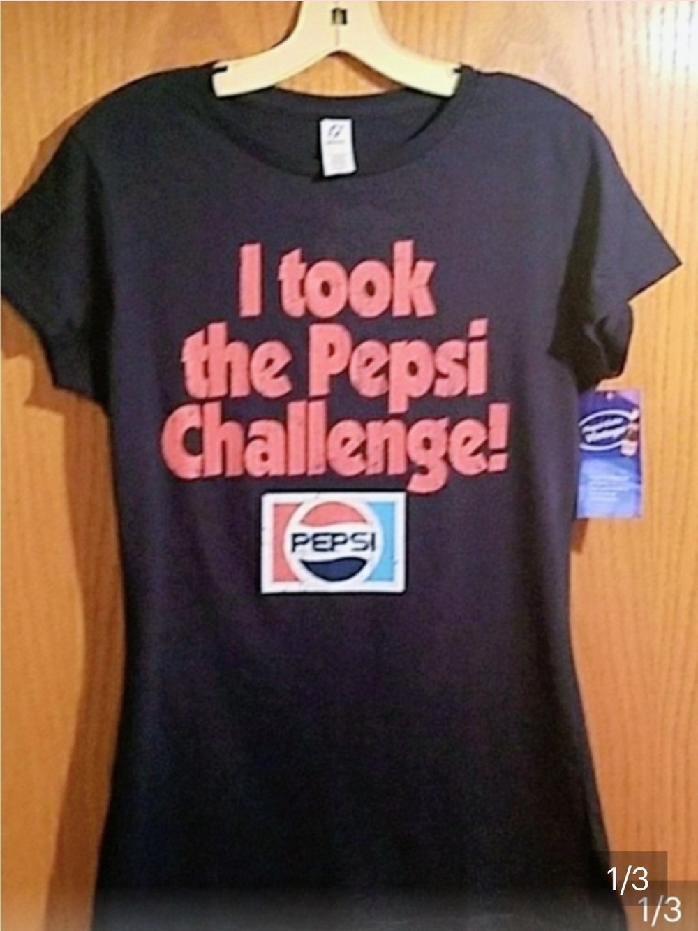 Pepsi Nacy Tee with Red Graphic Text and Retro Logo